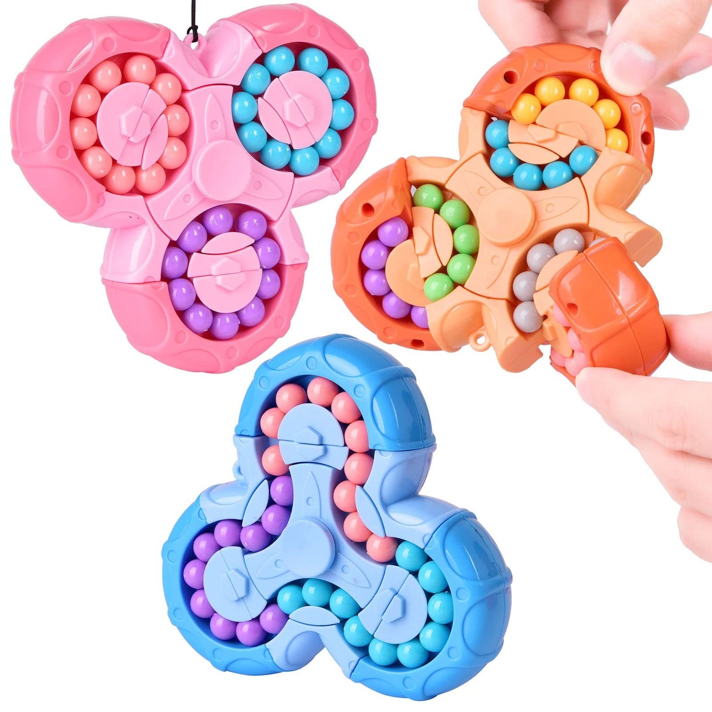 Jouet puzzle haricot magique, cube magique rotatif et jouets Fidget Spinner 2 en 1, jeu de casse-tête STEM Magic Ball, cadeau pour enfants garçons filles, adolescents et adultes pour anniversaire Noël Nouvel An