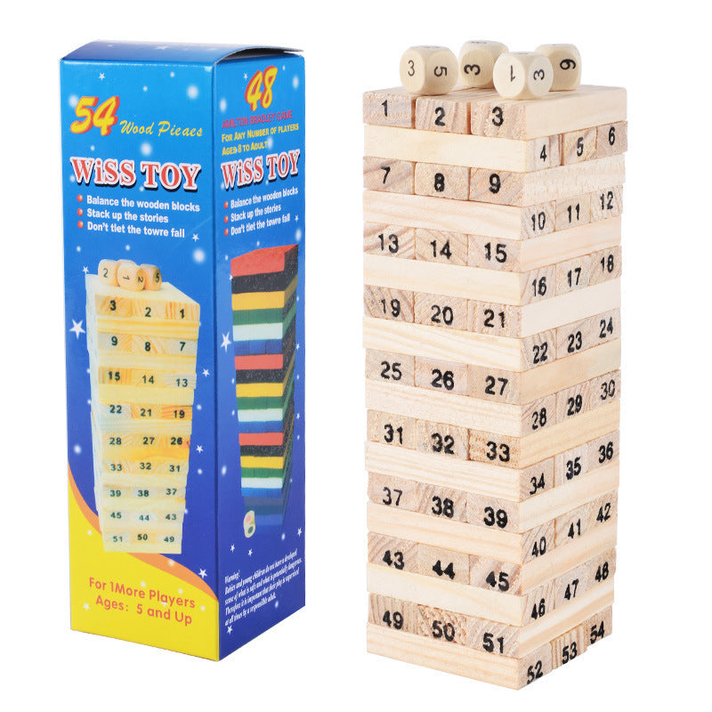 54 Logs Digital Layered Children's Early Education Puzzle Small Size Bricks Pro Creative Jenga Desktop Game