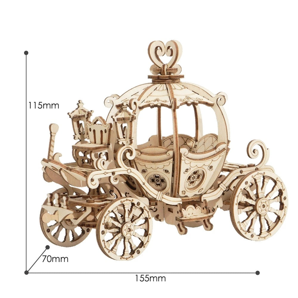 Robotime - Modelo de carrito de calabaza en 3D, rompecabezas de madera, juegos de ensamblaje, juguetes para niños, niñas, cumpleaños, regalo de Navidad, Dropshipping