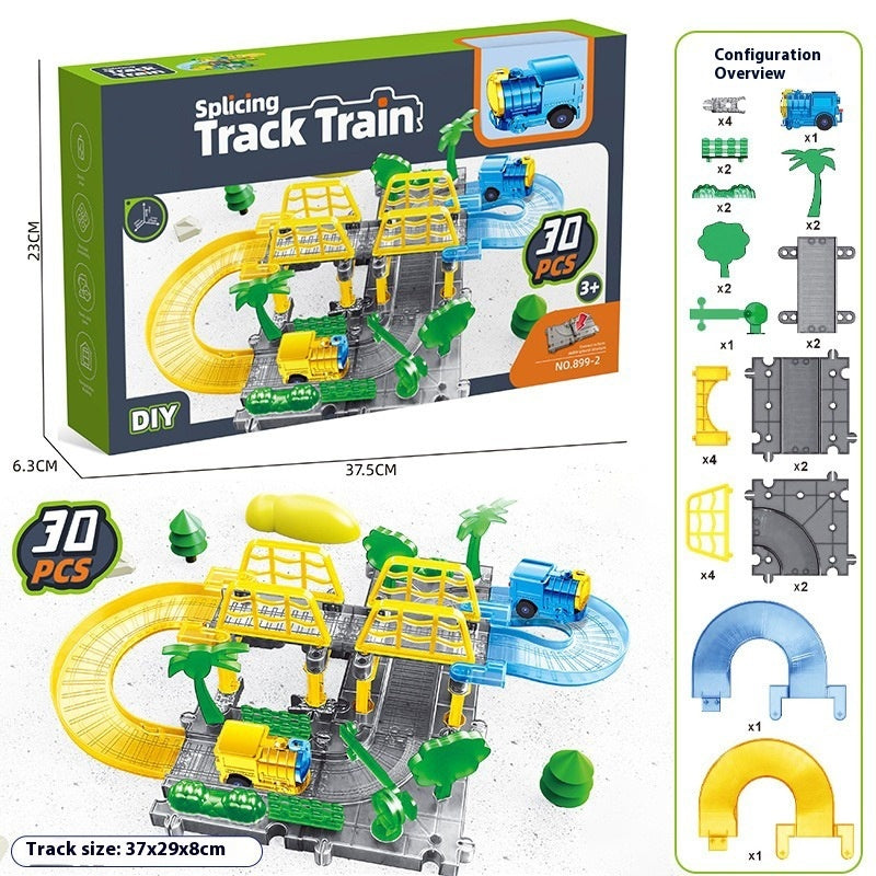 Puzzle de train électrique transparent à assembler soi-même