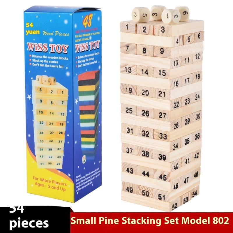 54 Logs Digital Layered Children's Early Education Puzzle Small Size Bricks Pro Creative Jenga Desktop Game