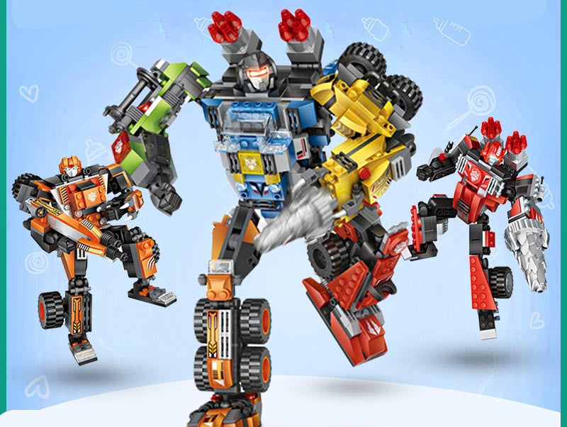 Petites particules déformées voiture robot blocs de construction Mecha Fit assemblage jouet puzzle garçon