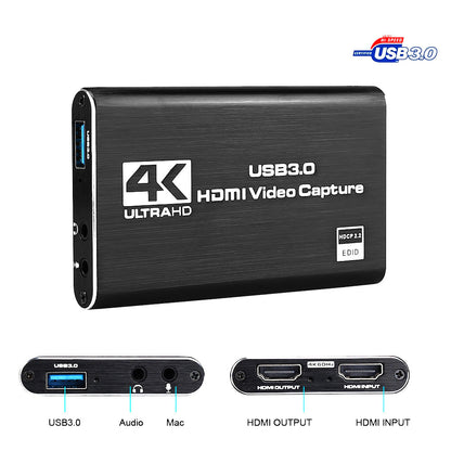 Carte de capture vidéo HDMI Carte de capture Enregistrement d'écran 4K Usb3.0 1080P 60Fps Capture de jeu