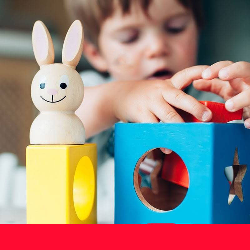 Juego de mesa de iluminación con rompecabezas de caja mágica de conejito, juguete interactivo para padres e hijos de madera