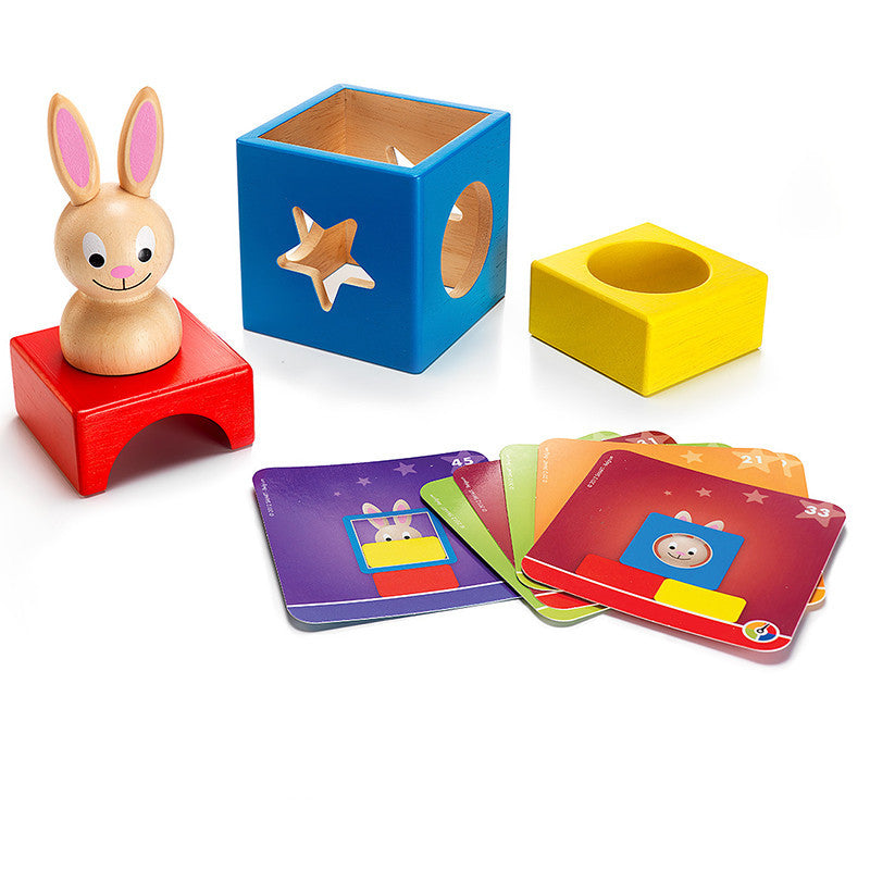 Juego de mesa de iluminación con rompecabezas de caja mágica de conejito, juguete interactivo para padres e hijos de madera