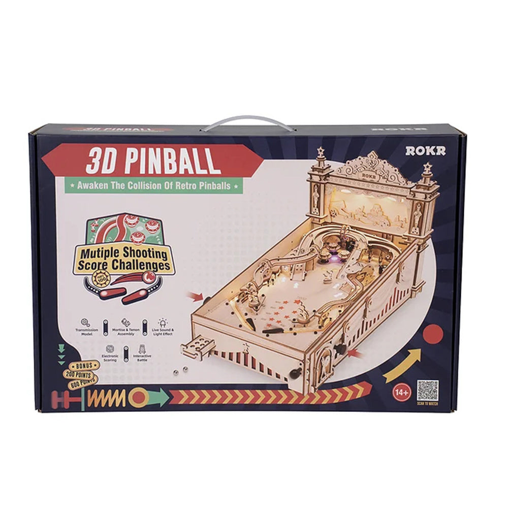 Máquina de pinball DIY Robotime ROKR, rompecabezas de madera en 3D, divertido juego de mesa EG01