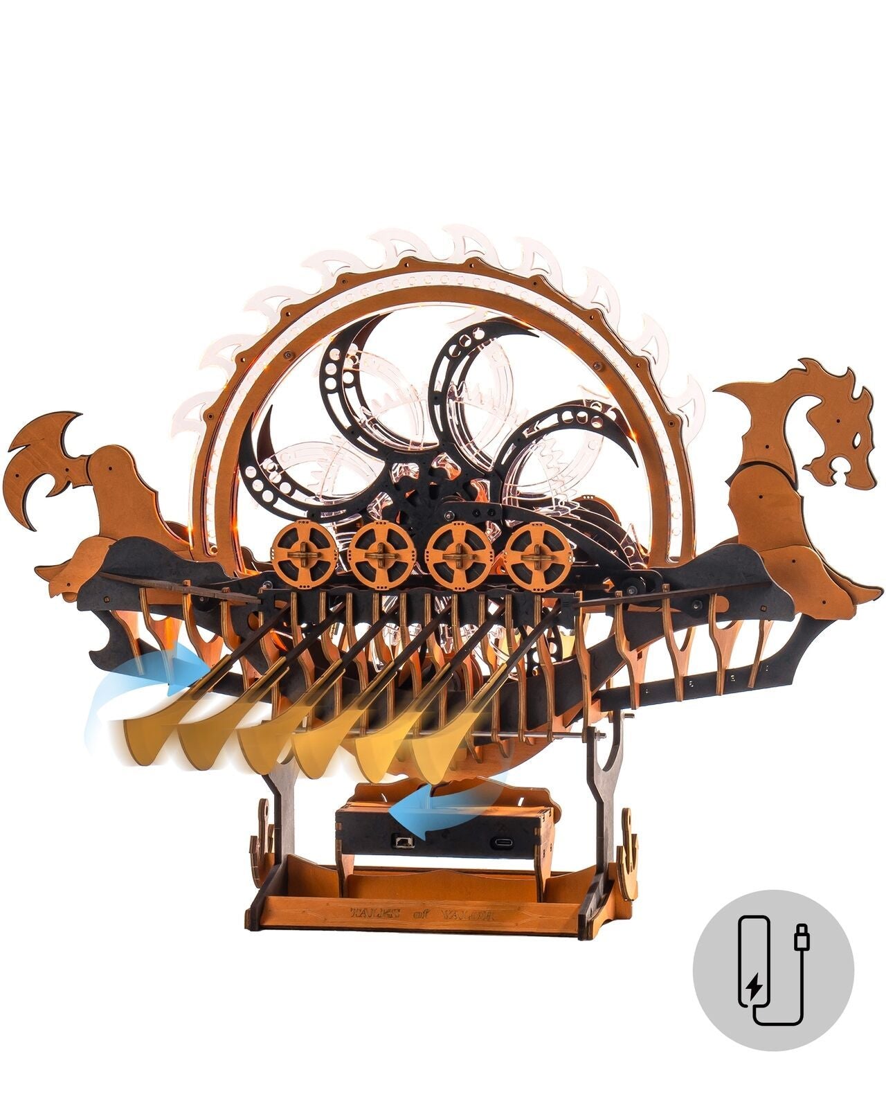 ROKR Dragon-boat Puzzle 3D en bois électrique et mécanique pour garçon, jouet, cadeau de Noël