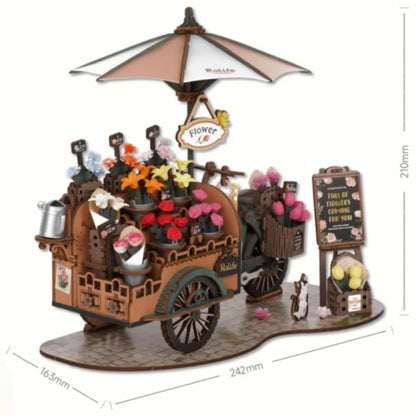 Rolife Nouveau Puzzle en Bois Blossom Cart Jouets de Construction DIY Modèle 3D pour Cadeaux