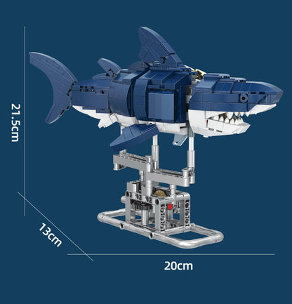 Small Particle Building Blocks Mechanical Shark Assembling Toys