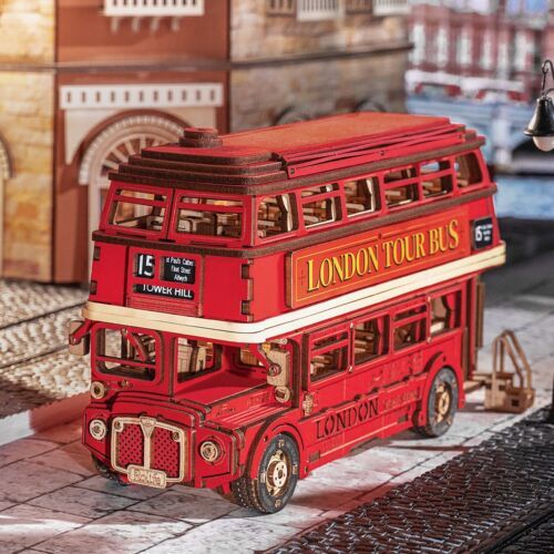 Rolife London Tour Bus Car Puzzle en bois 3D Modèle Jouet Cadeau d'anniversaire pour adolescents