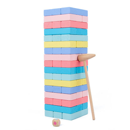 Children's Puzzle Bricks Pro Fun Numerical Jenga Wooden Building Blocks Assembling Table Games Toys