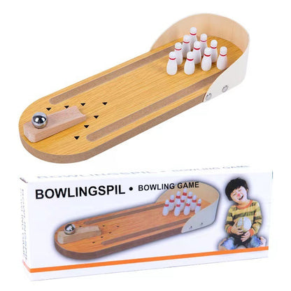 Ensemble de mini-jeu de bowling de table - Plateau de table en bois Mini Arcade Bureau Petite allée de bowling Bureau Gadgets anti-stress Petits jouets pour les doigts Cadeaux amusants pour hommesFemmes Enfants Adolescents Garçons