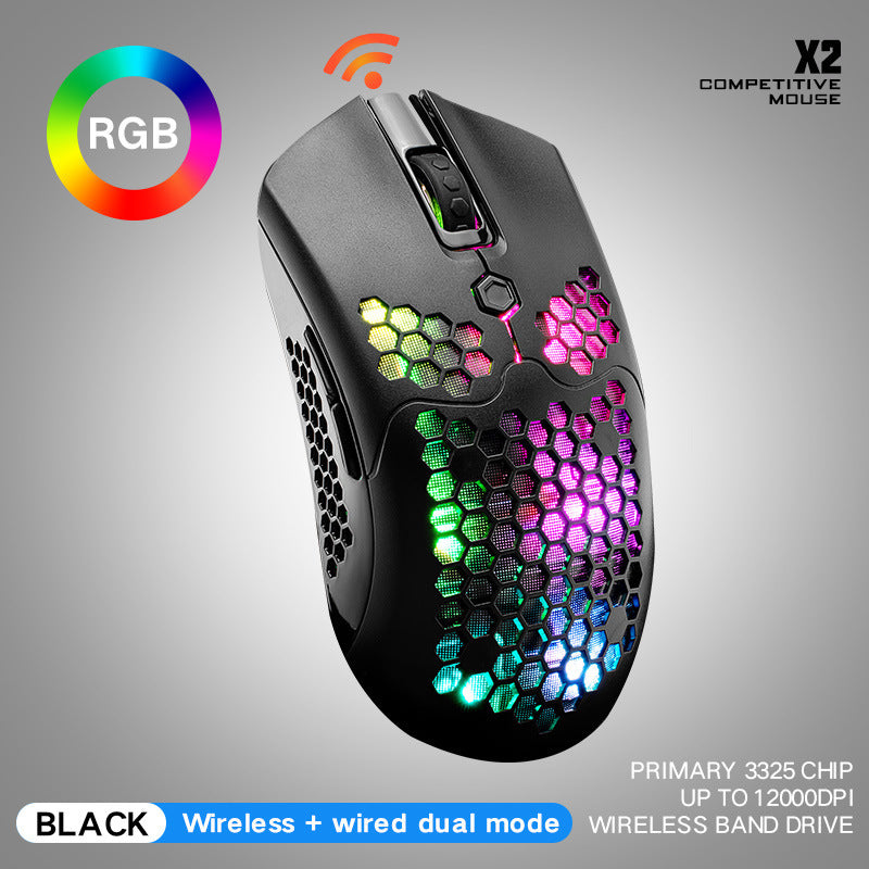 Free Wolf X2 wireless mouse RGB dual-mode game mouse