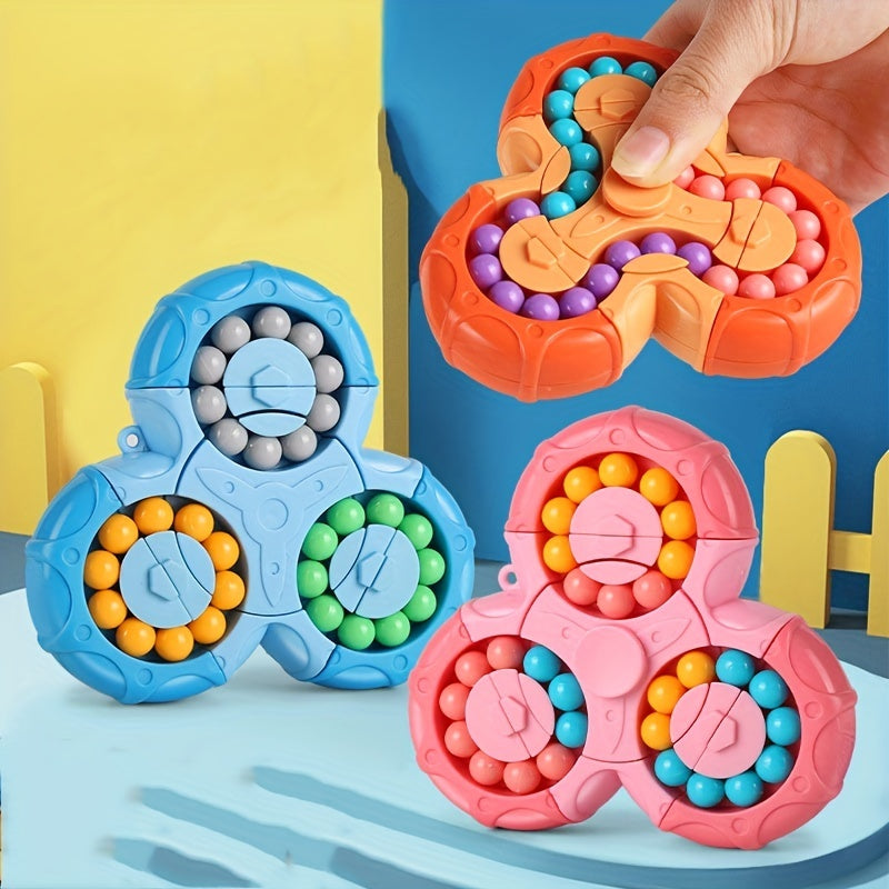 Jouet puzzle haricot magique, cube magique rotatif et jouets Fidget Spinner 2 en 1, jeu de casse-tête STEM Magic Ball, cadeau pour enfants garçons filles, adolescents et adultes pour anniversaire Noël Nouvel An