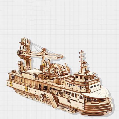 Modelo de juguete ensamblado con rompecabezas 3D para barco de investigación científica