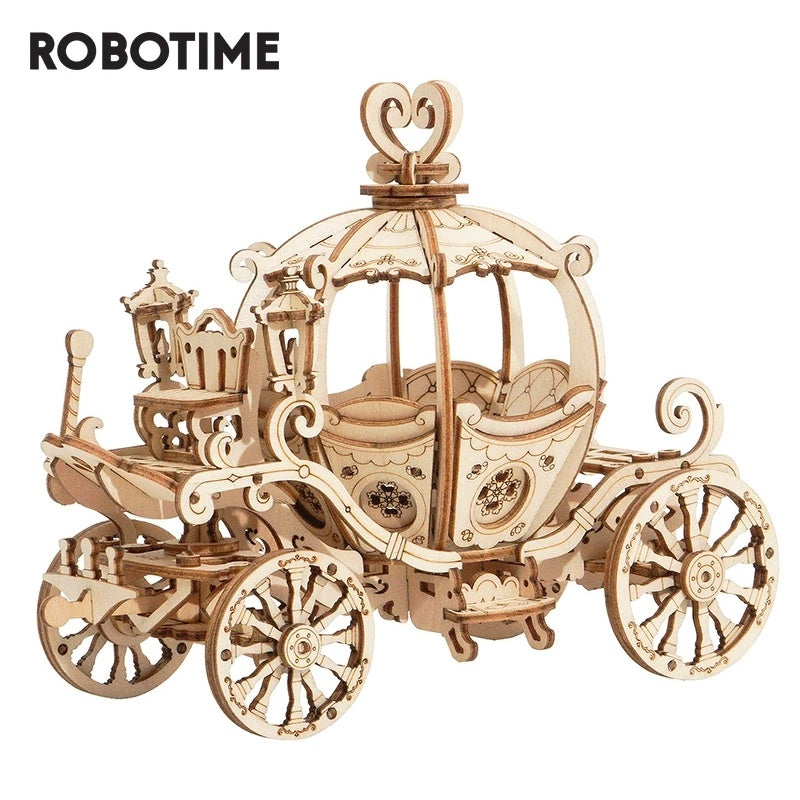 Robotime - Modelo de carrito de calabaza en 3D, rompecabezas de madera, juegos de ensamblaje, juguetes para niños, niñas, cumpleaños, regalo de Navidad, Dropshipping