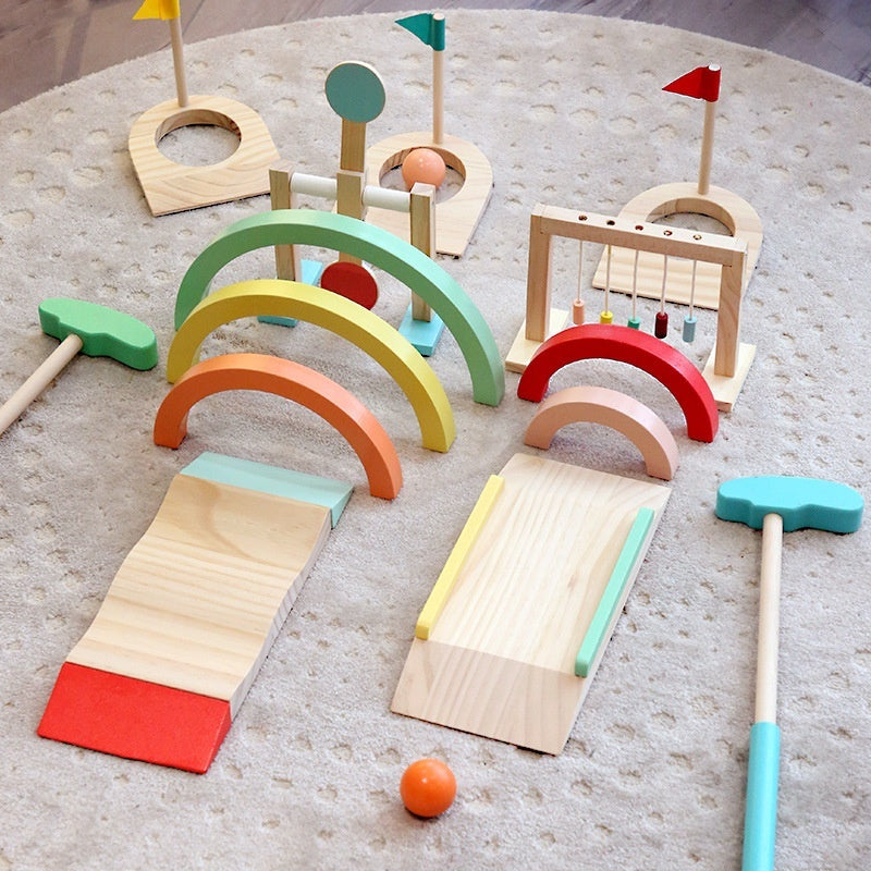 Mini-golf Suit Jouets interactifs en bois pour parents et enfants