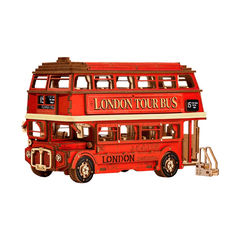 Rolife London Tour Bus Car Puzzle en bois 3D Modèle Jouet Cadeau d'anniversaire pour adolescents