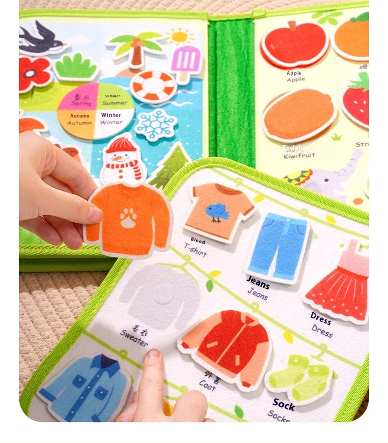 6-month Early Education Toys Tear-proof Velcro Baby Hand Cloth Book