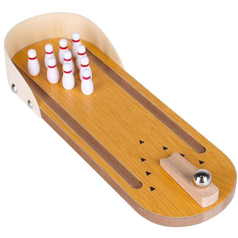 Ensemble de mini-jeu de bowling de table - Plateau de table en bois Mini Arcade Bureau Petite allée de bowling Bureau Gadgets anti-stress Petits jouets pour les doigts Cadeaux amusants pour hommesFemmes Enfants Adolescents Garçons