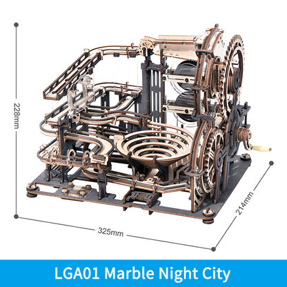 Robotime ROKR Marble Night City 3D Puzzle en bois Jeux d'assemblage Roue à eau Modèle Jouets pour enfants Enfants Cadeau d'anniversaire