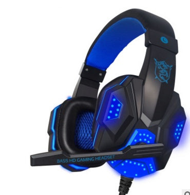 Casque de jeu Pu Mind PC780 noir bleu pour ordinateur YY Voice avec casque Mike à lumière bleue noire