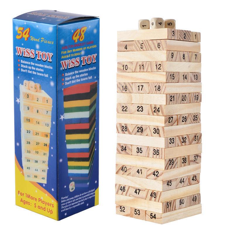 54 Logs Digital Layered Children's Early Education Puzzle Small Size Bricks Pro Creative Jenga Desktop Game