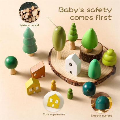 Wooden Forest Tree Stacking Building Blocks Assembling Educational Toys