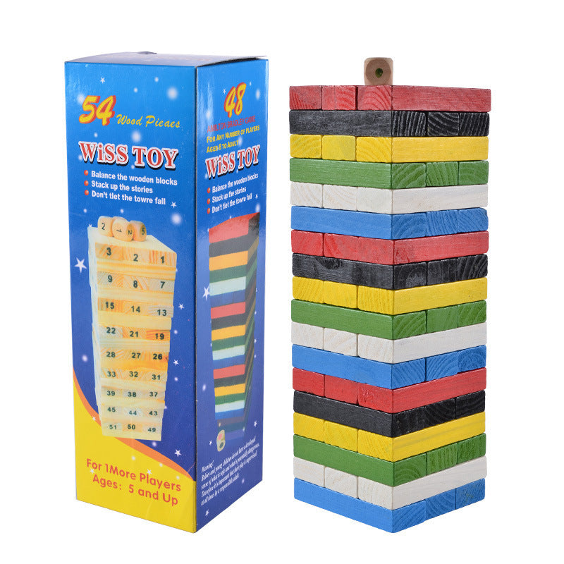 54 Logs Digital Layered Children's Early Education Puzzle Small Size Bricks Pro Creative Jenga Desktop Game