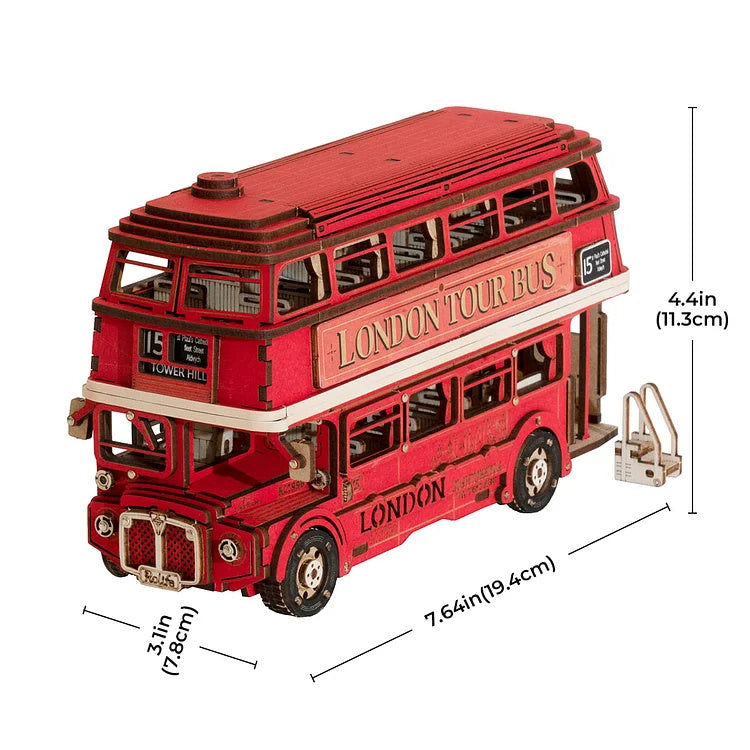 Rolife London Tour Bus Car Puzzle en bois 3D Modèle Jouet Cadeau d'anniversaire pour adolescents