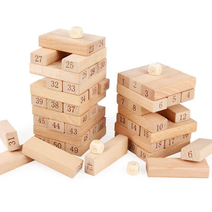 Children's Puzzle Bricks Pro Fun Numerical Jenga Wooden Building Blocks Assembling Table Games Toys