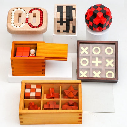 Children's Educational Intelligence Unlock Toy Wooden Cube Flat Ball Maze Game Burr Puzzle Burr Puzzle Wholesale