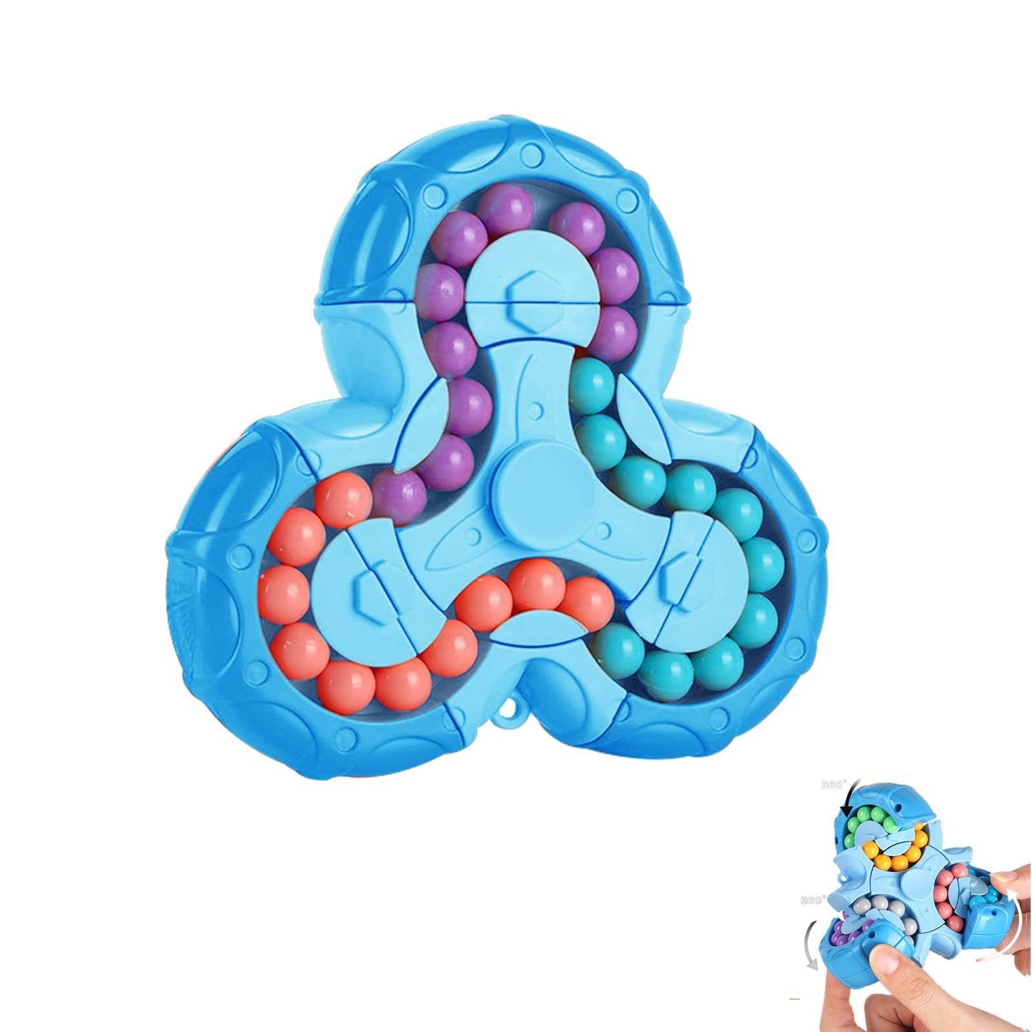 Jouet puzzle haricot magique, cube magique rotatif et jouets Fidget Spinner 2 en 1, jeu de casse-tête STEM Magic Ball, cadeau pour enfants garçons filles, adolescents et adultes pour anniversaire Noël Nouvel An