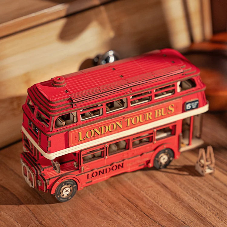 Rolife London Tour Bus Car Puzzle en bois 3D Modèle Jouet Cadeau d'anniversaire pour adolescents