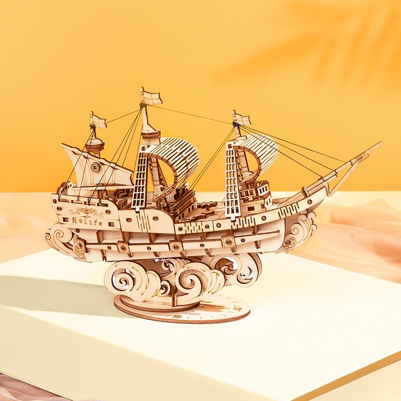 Puzzle en bois pour enfants, modèle de bateau et de navire, jouets pour enfants, cadeau d'anniversaire pour filles 