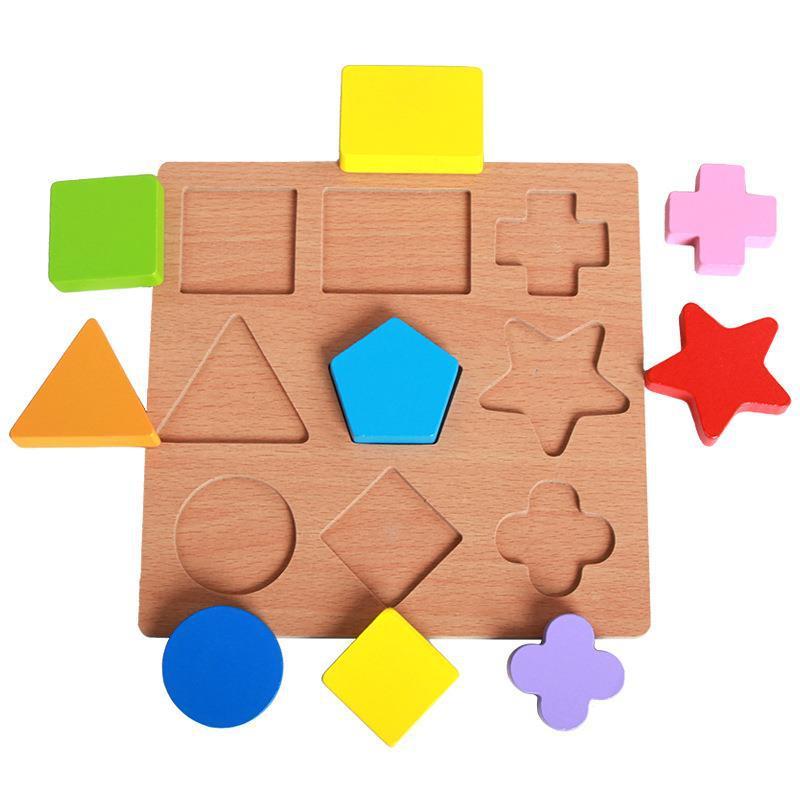 Early Education Wooden Three-dimensional Puzzle Toy Geometric Chopsticks Board