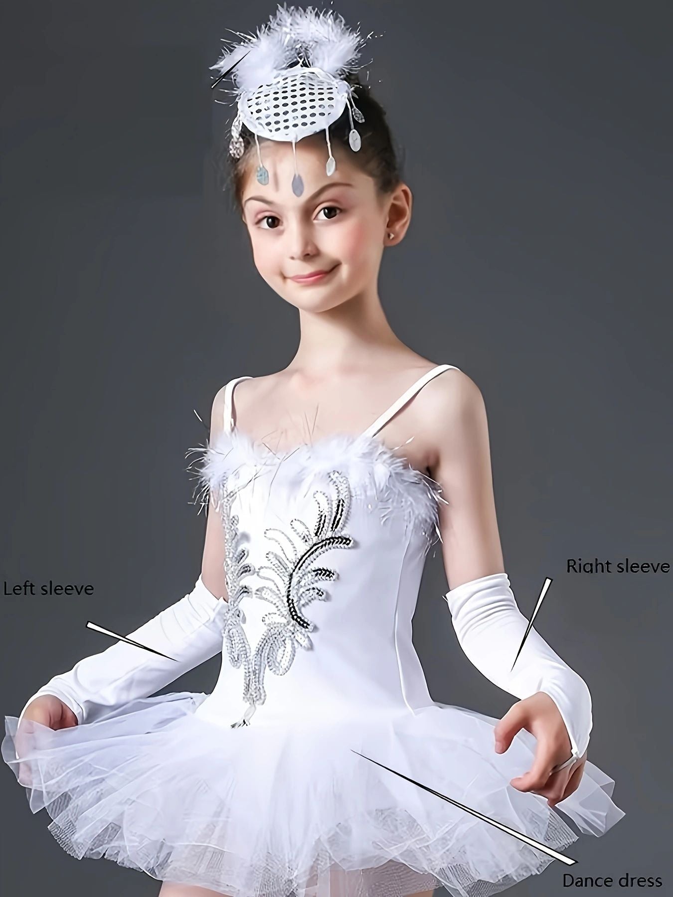 Robe de ballet tutu à paillettes pour filles, justaucorps de danse à la mode, costume de ballerine avec couvre-chef et paire de bracelets 