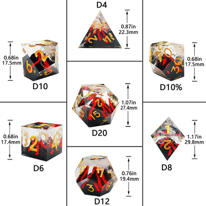 Dés Volcano DND Ensemble de dés RPG Ensemble de dés polyédriques en résine pour RPG Donjons et Dragons DND RPG Jeux de société de table D&amp;d Dice 7PCS