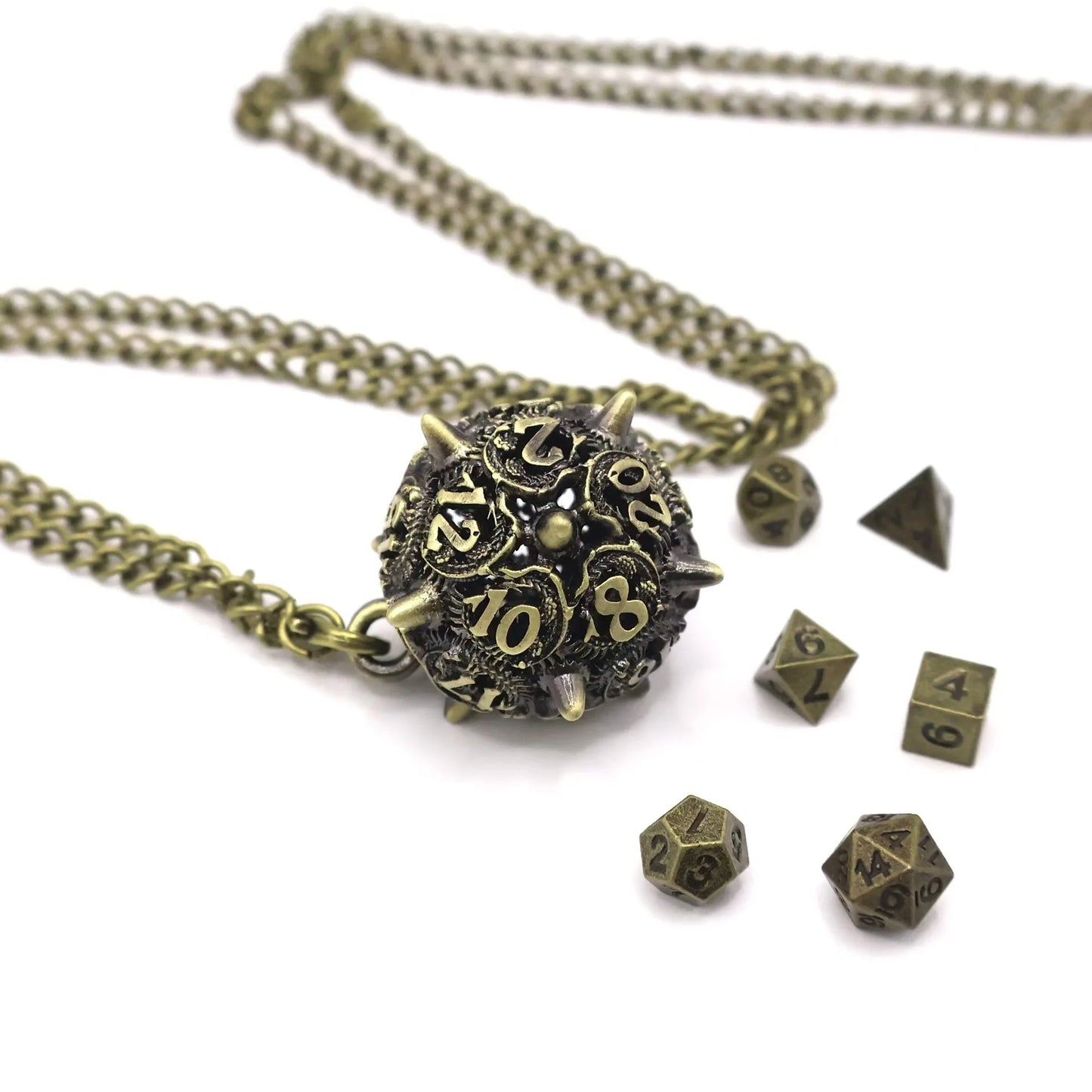 Collar de dados de dragón, colgante de dados de metal D20, regalos de Navidad, dados DND para juegos de rol de mazmorras y dragones, dados D&amp;D RPG, dados D20