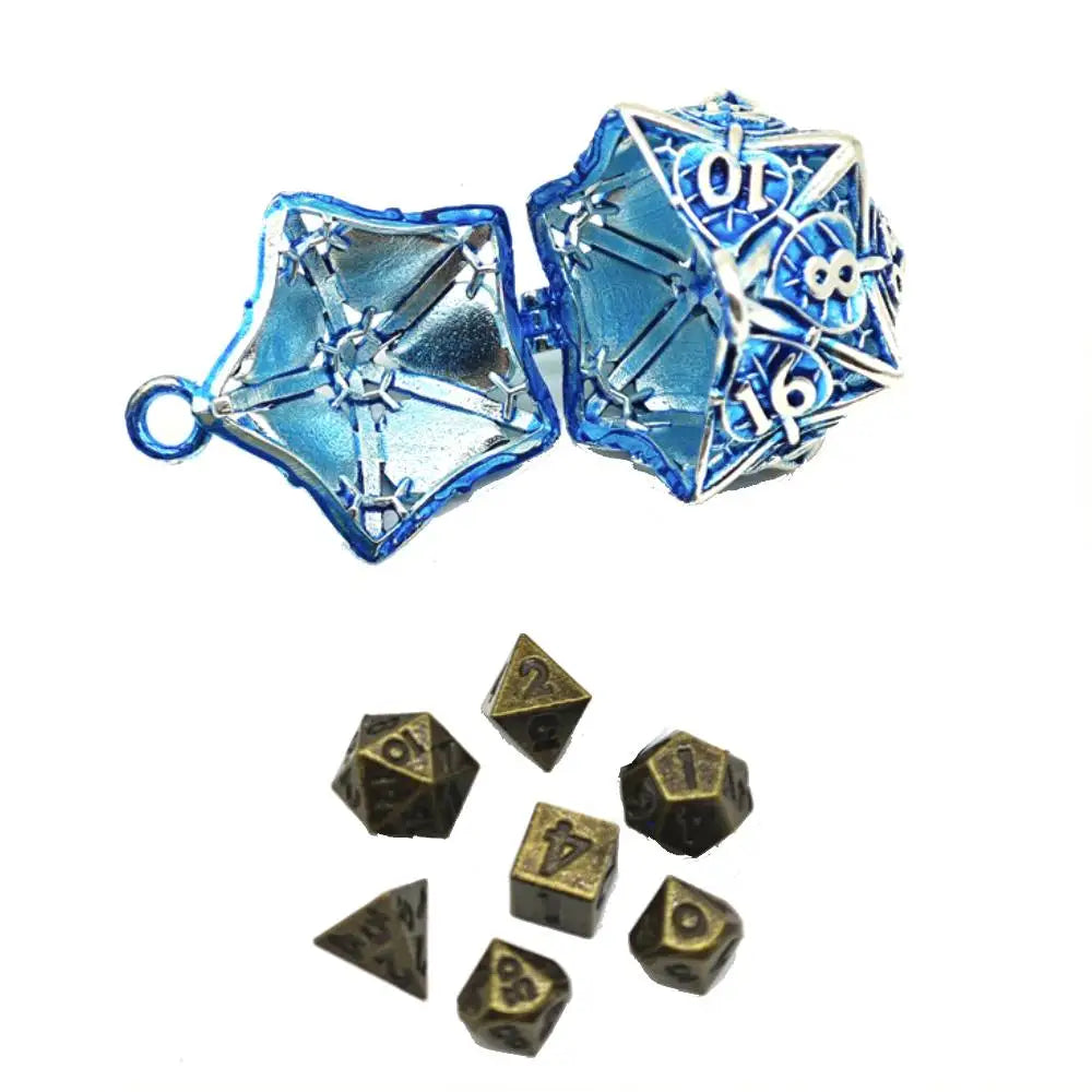 Ensemble de dés en métal creux Leaves Mini dés de 6 mm avec collier RPG DND Dice Ensemble de dés en métal polyédriques pour dés Dungeon and Dragons