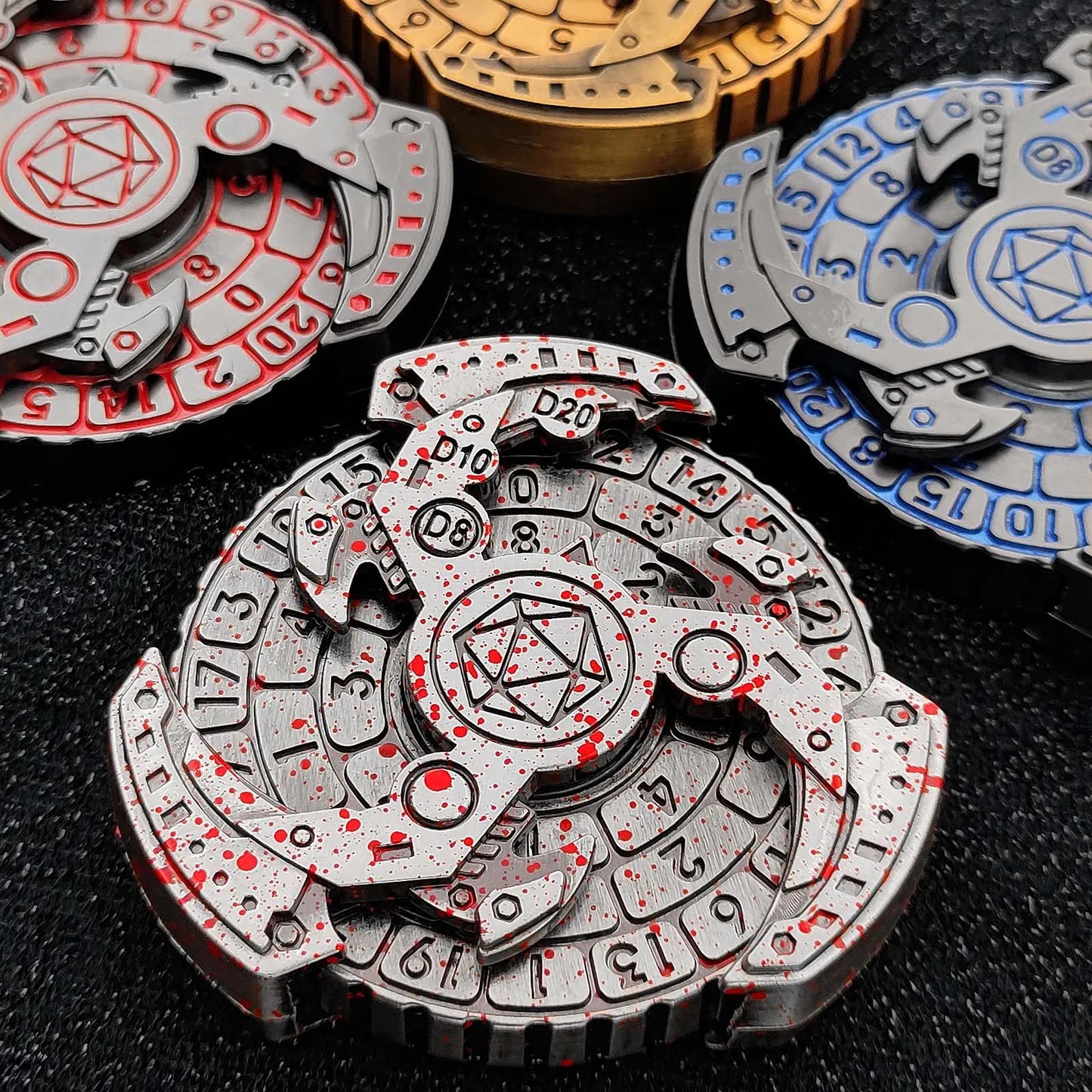 Dados mecánicos de ruleta Dados giratorios con punta de dedo Dados de metal DND Dados para juegos de rol RPG Dados para mazmorras y dragones Dados giratorios DND