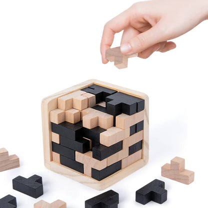 Cubo 3D de 54T, rompecabezas Luban entrelazado, juguete educativo creativo de madera, juego de aprendizaje temprano para el cerebro, inteligencia mental, regalo para niños de 54L