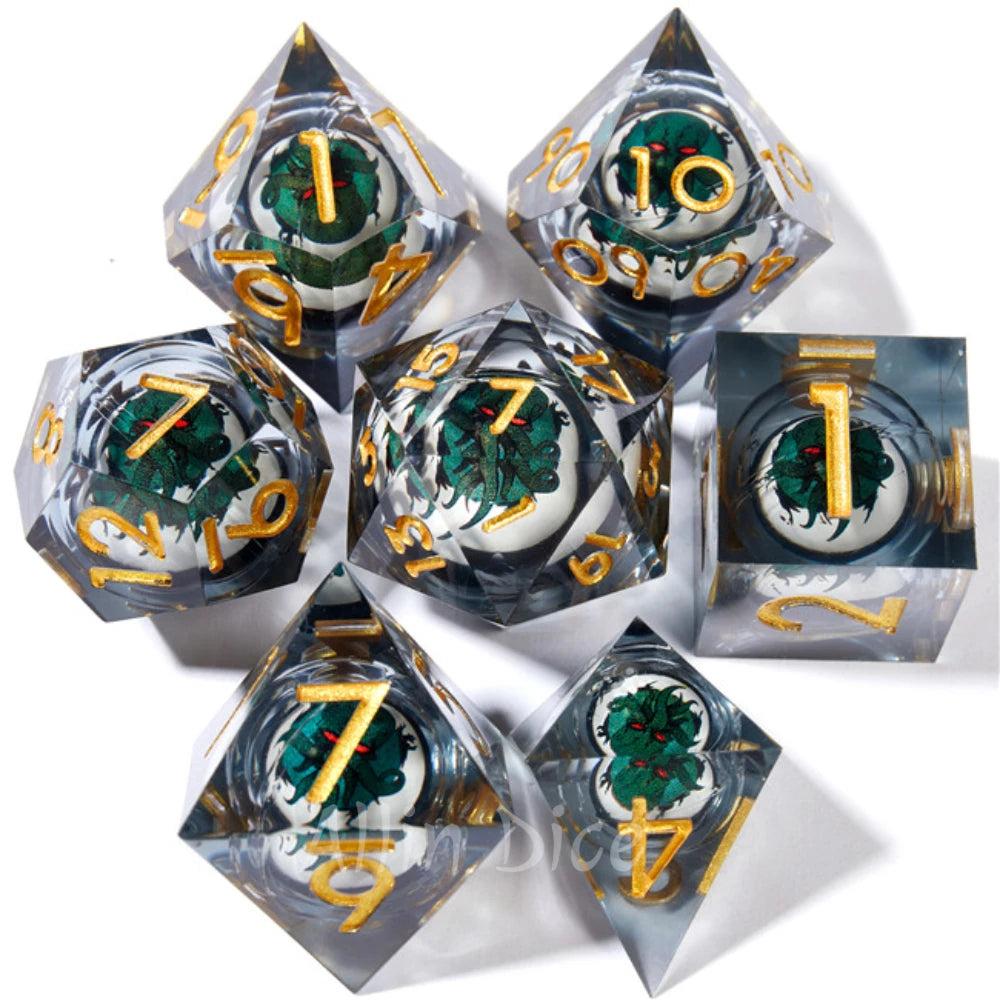 Ensemble de dés en résine Dragon Dice RPG Ensemble de dés polyédriques en résine DND pour donjons et jeux de rôle Dragon Tiger Dés animaux