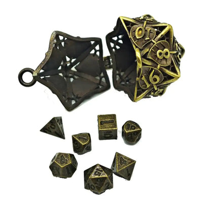 Ensemble de dés en métal creux Leaves Mini dés de 6 mm avec collier RPG DND Dice Ensemble de dés en métal polyédriques pour dés Dungeon and Dragons