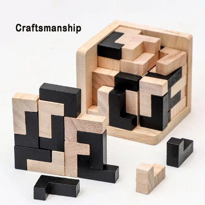 Cubo 3D de 54T, rompecabezas Luban entrelazado, juguete educativo creativo de madera, juego de aprendizaje temprano para el cerebro, inteligencia mental, regalo para niños de 54L