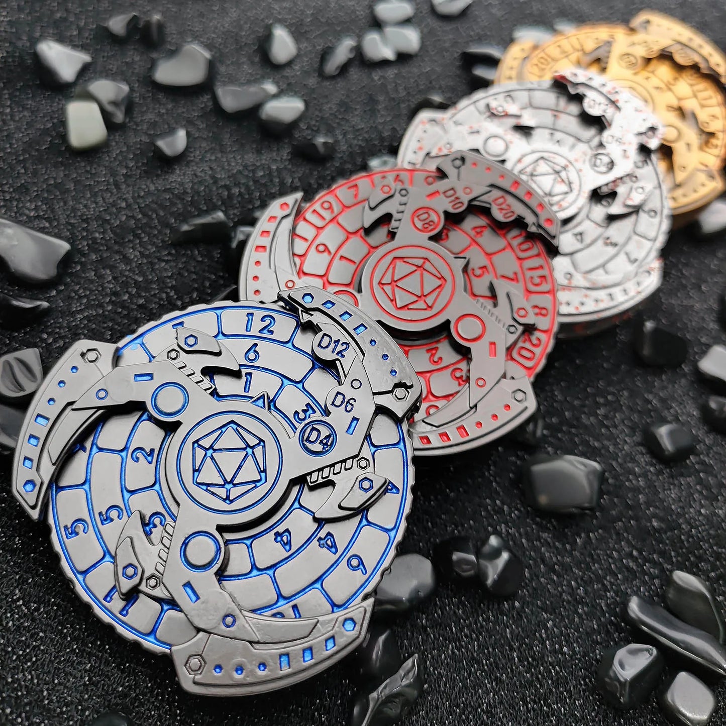 Dados mecánicos de ruleta Dados giratorios con punta de dedo Dados de metal DND Dados para juegos de rol RPG Dados para mazmorras y dragones Dados giratorios DND