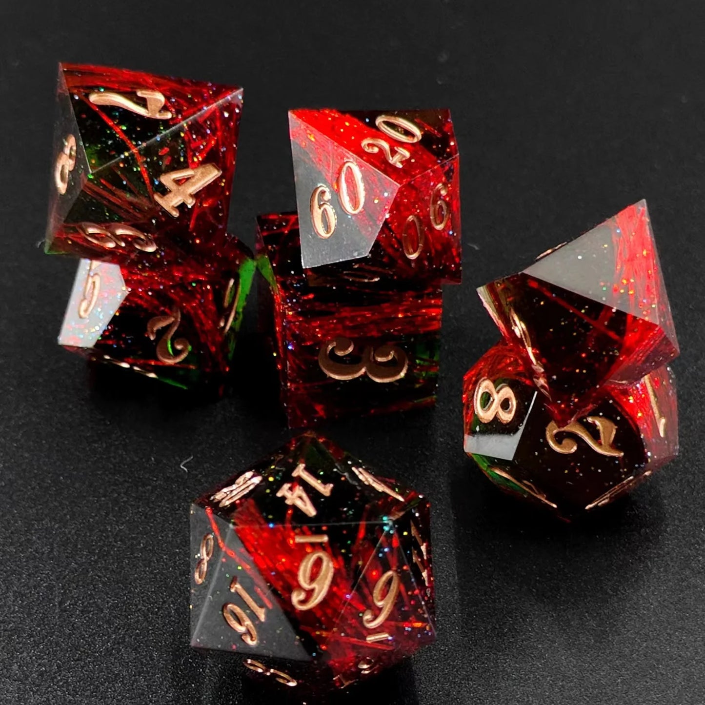 DND Dice set RPG Resin Dice for Dungeon and Dragons Game Dice Party dnd Dices Sharp Edge Dice Handmade Polyhedral Dice set 7PCS