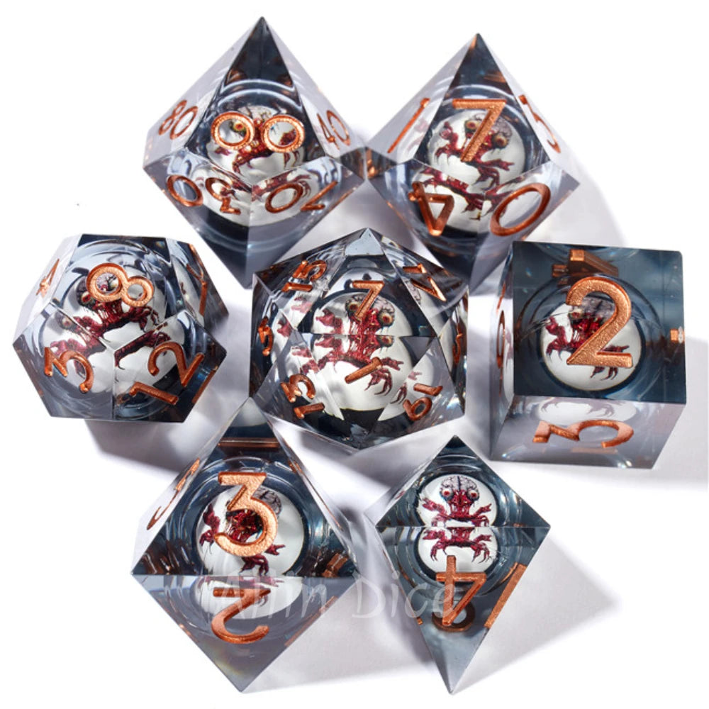 Ensemble de dés en résine Dragon Dice RPG Ensemble de dés polyédriques en résine DND pour donjons et jeux de rôle Dragon Tiger Dés animaux