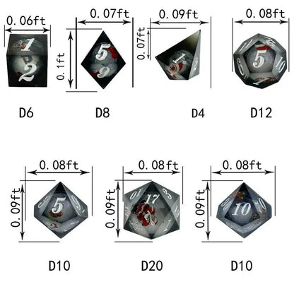 Dés en résine de Noël Dés du Père Noël, dés à noyau liquide, dés en résine RPG, ensemble de dés polyèdres pour donjons et dragons Ensemble de dés DND