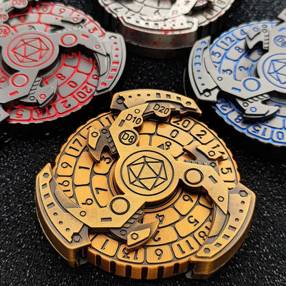 Dados de ruleta azules con caja 7 en 1 Dados giratorios con punta de dedo, dados giratorios mecánicos geniales, para juegos de rol de jugadores de dados DND